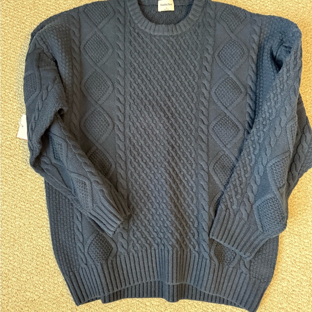 Sunday Best Peggy Navy Cable Knit Sweater
